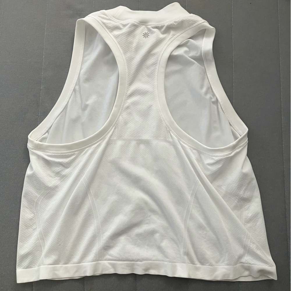 Athleta - XL- Momentum White Seamless Tank Top Racerback Yoga Gym Workout - Picture 9 of 14